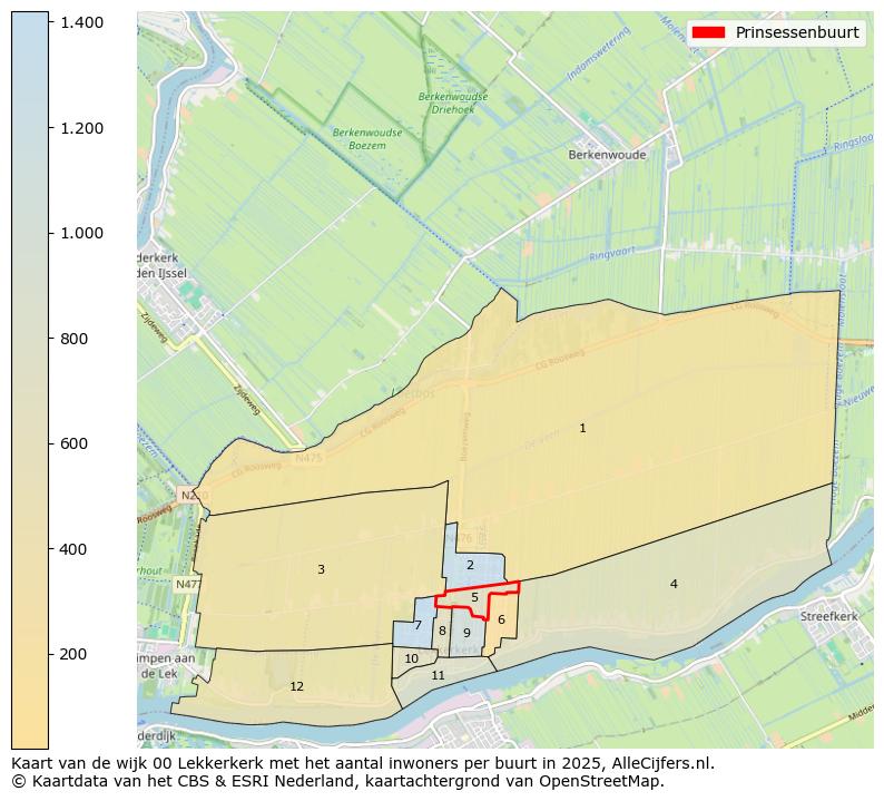 Afbeelding van de Prinsessenbuurt op de kaart.