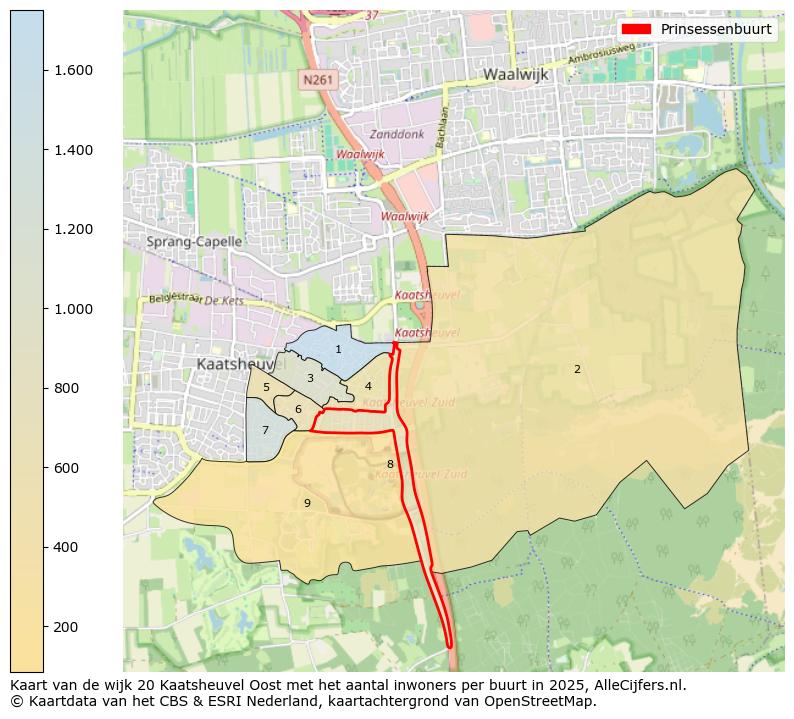 Afbeelding van de Prinsessenbuurt op de kaart.