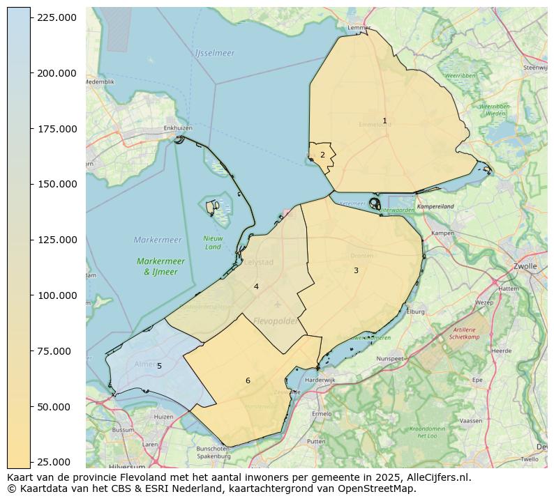 Afbeelding van de provincie Flevoland op de kaart.