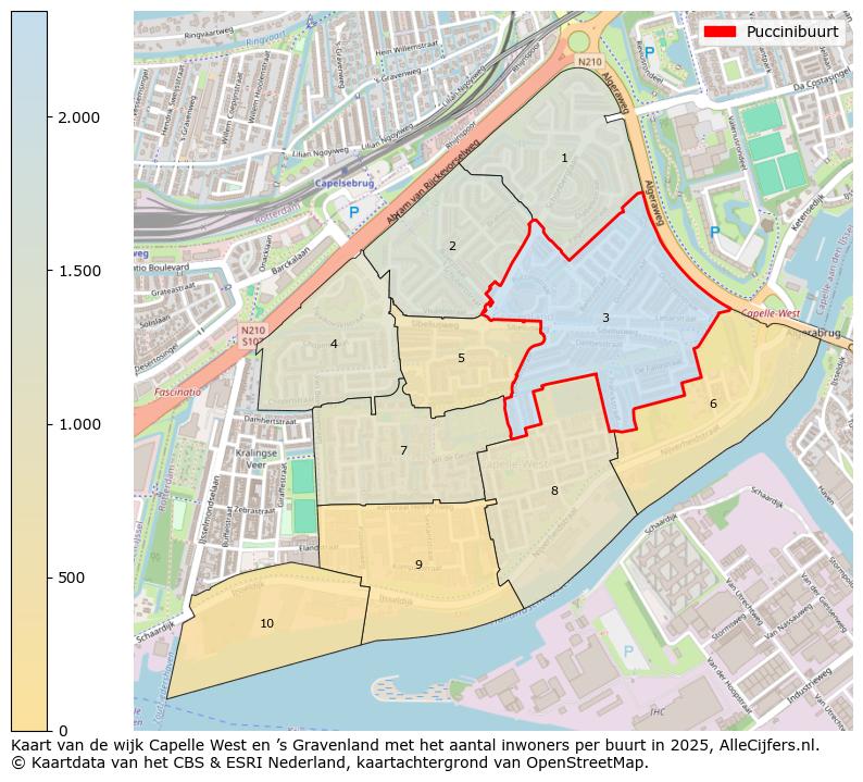 Afbeelding van de Puccinibuurt op de kaart.