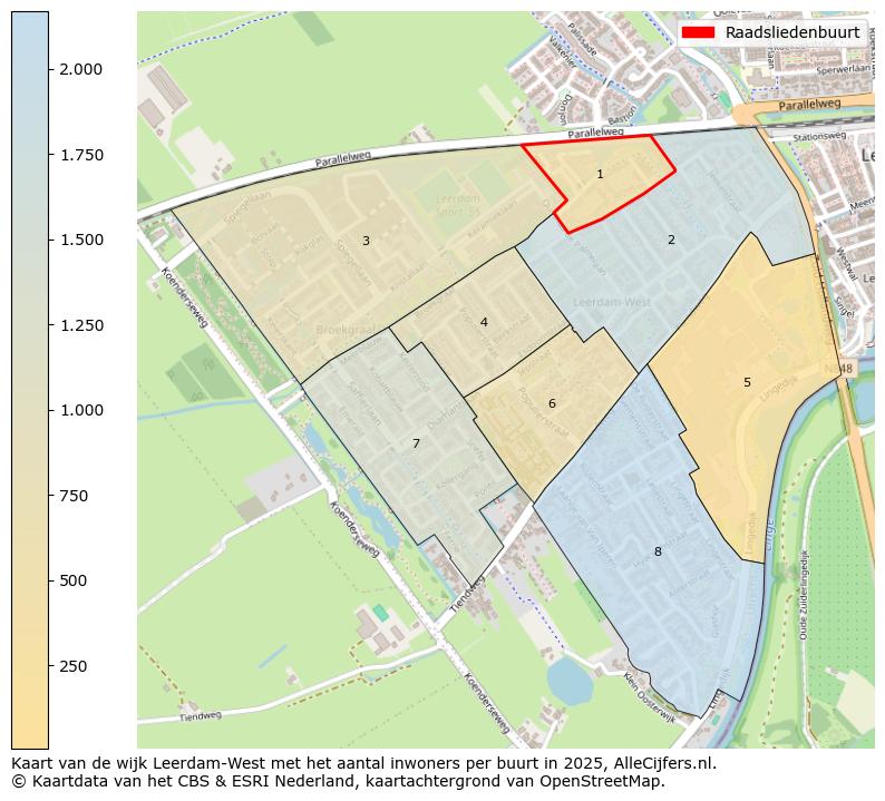 Afbeelding van de Raadsliedenbuurt op de kaart.
