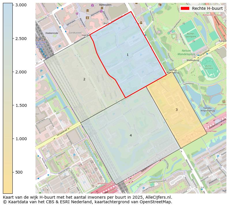 Afbeelding van de Rechte H-buurt op de kaart.