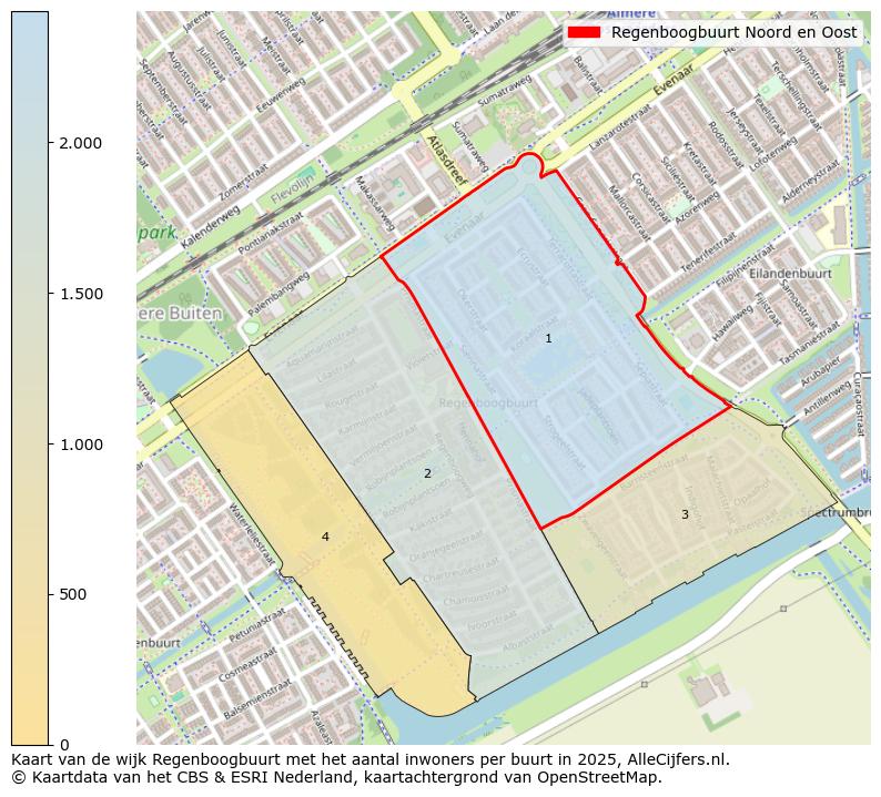 Afbeelding van de Regenboogbuurt Noord en Oost op de kaart.