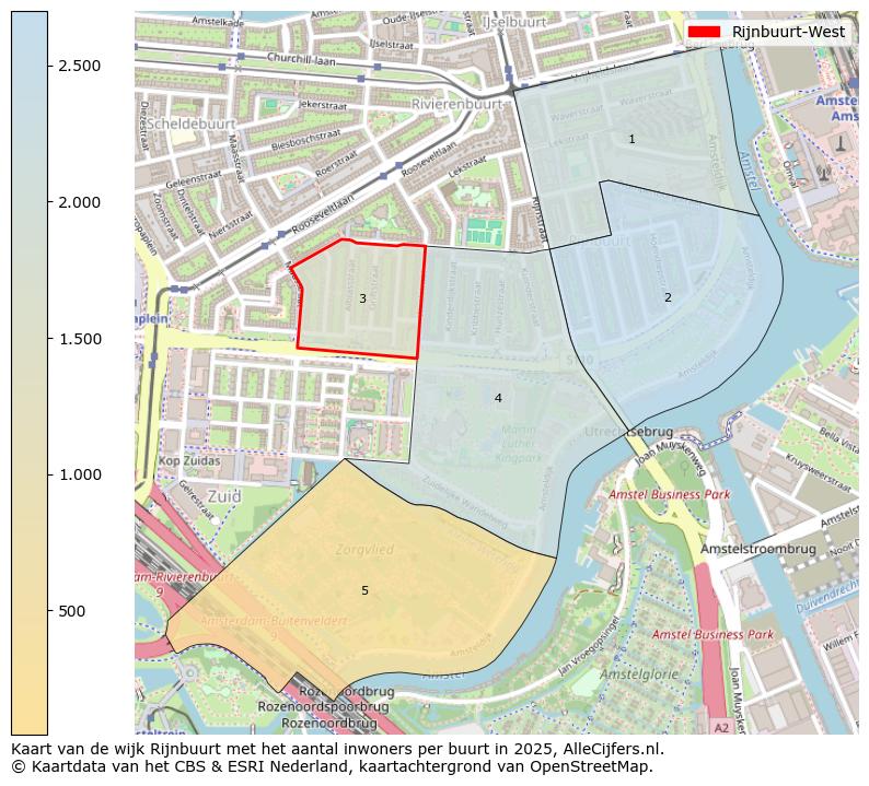Afbeelding van de Rijnbuurt-West op de kaart.