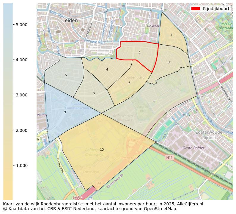 Afbeelding van de Rijndijkbuurt op de kaart.
