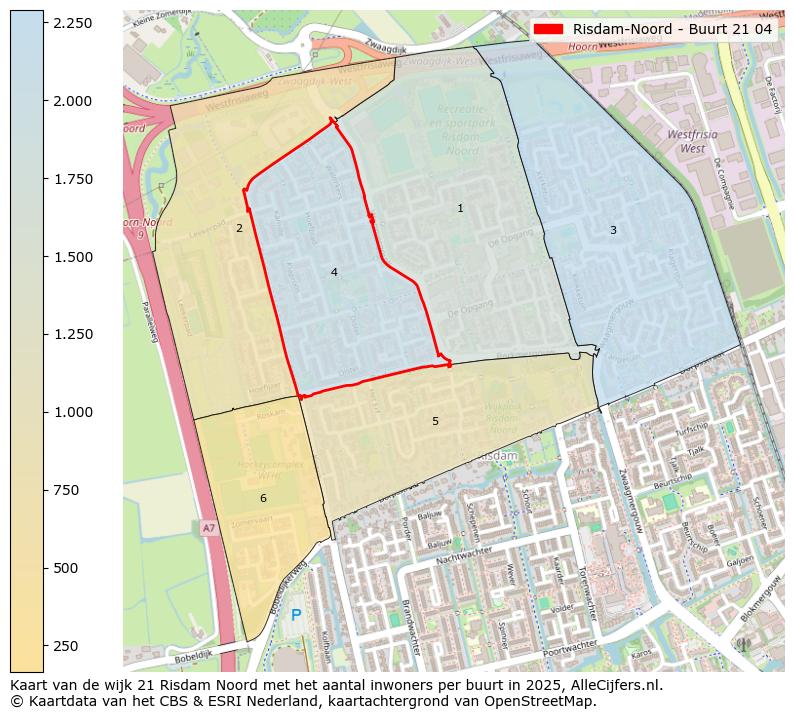 Afbeelding van de Risdam-Noord - Buurt 21 04 op de kaart.