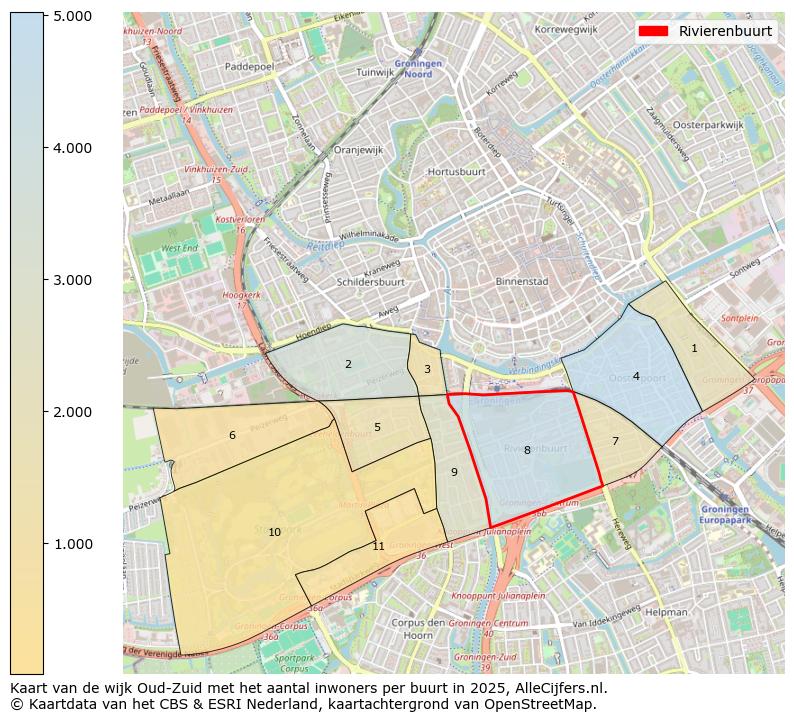 Afbeelding van de Rivierenbuurt op de kaart.