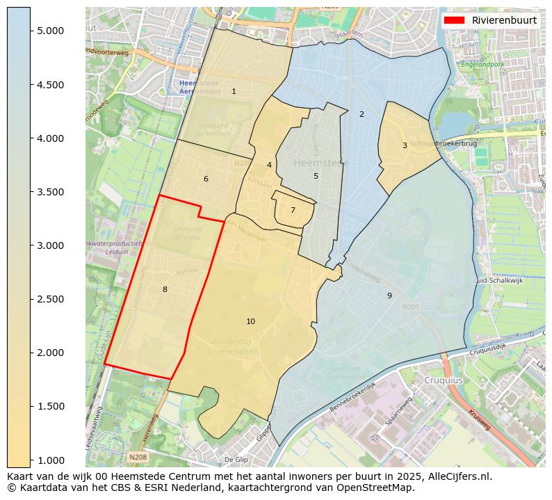 Afbeelding van de Rivierenbuurt op de kaart.