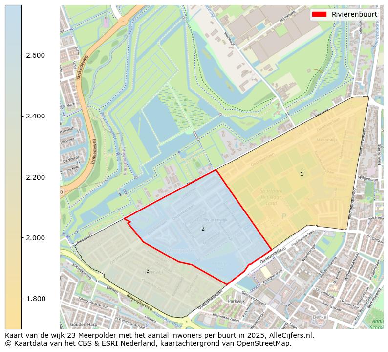 Afbeelding van de Rivierenbuurt op de kaart.