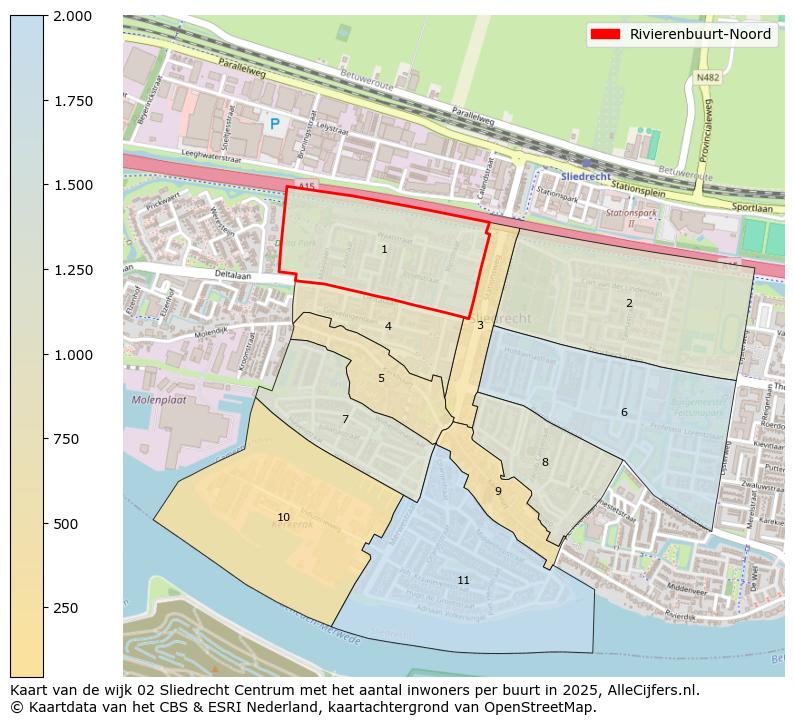 Afbeelding van de Rivierenbuurt-Noord op de kaart.