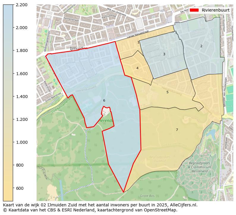 Afbeelding van de Rivierenbuurt op de kaart.