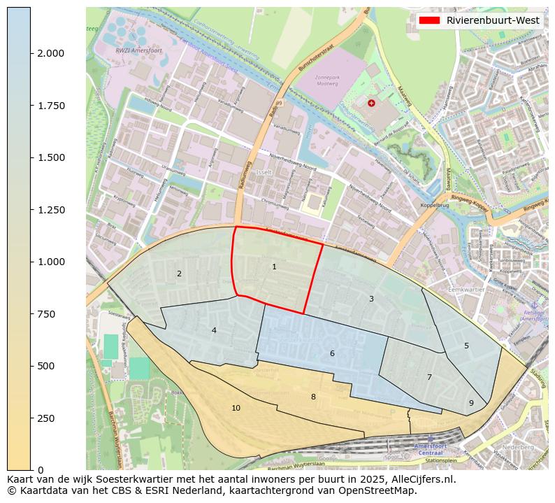 Afbeelding van de Rivierenbuurt-West op de kaart.