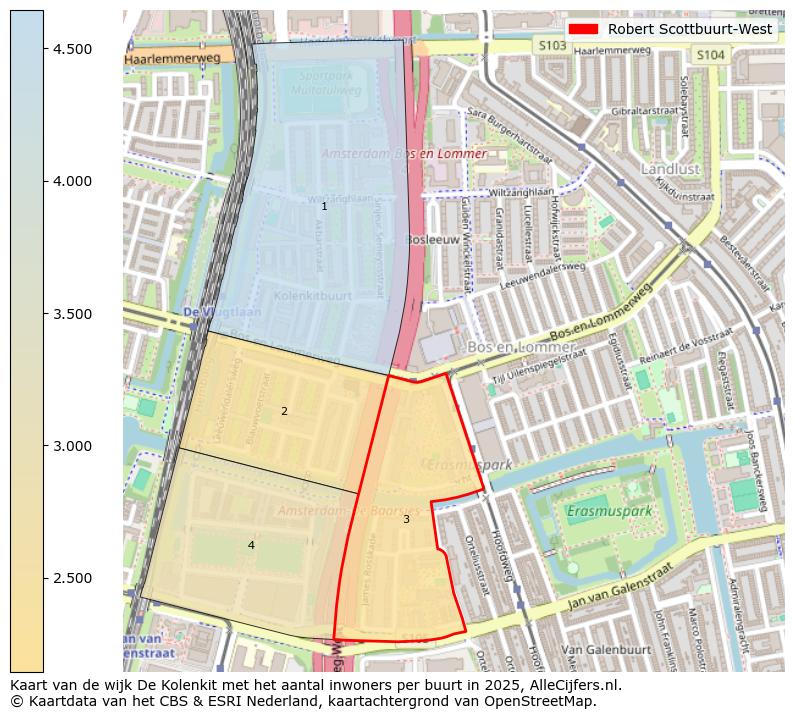Afbeelding van de Robert Scottbuurt-West op de kaart.