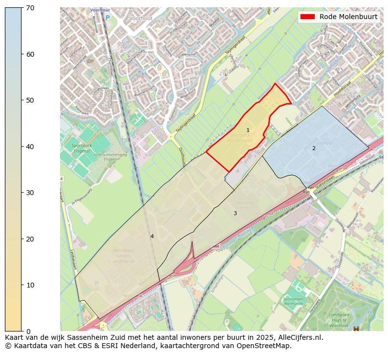 Afbeelding van de Rode Molenbuurt op de kaart.
