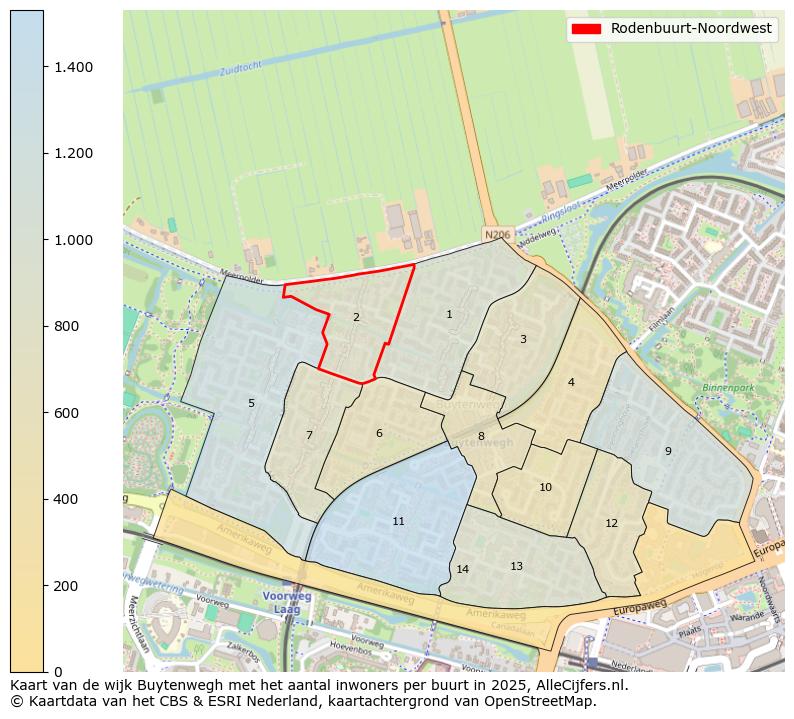 Afbeelding van de Rodenbuurt-Noordwest op de kaart.