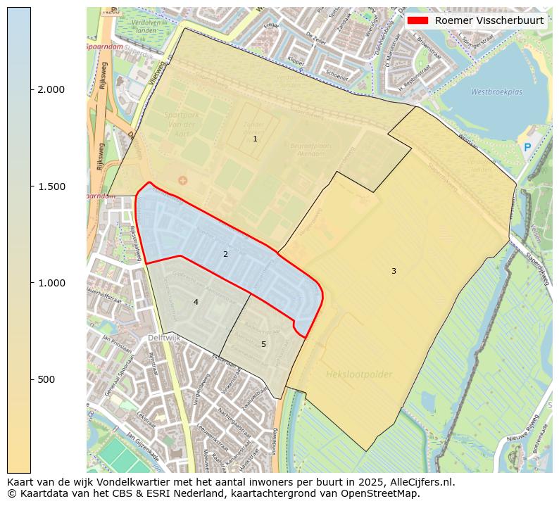 Afbeelding van de Roemer Visscherbuurt op de kaart.