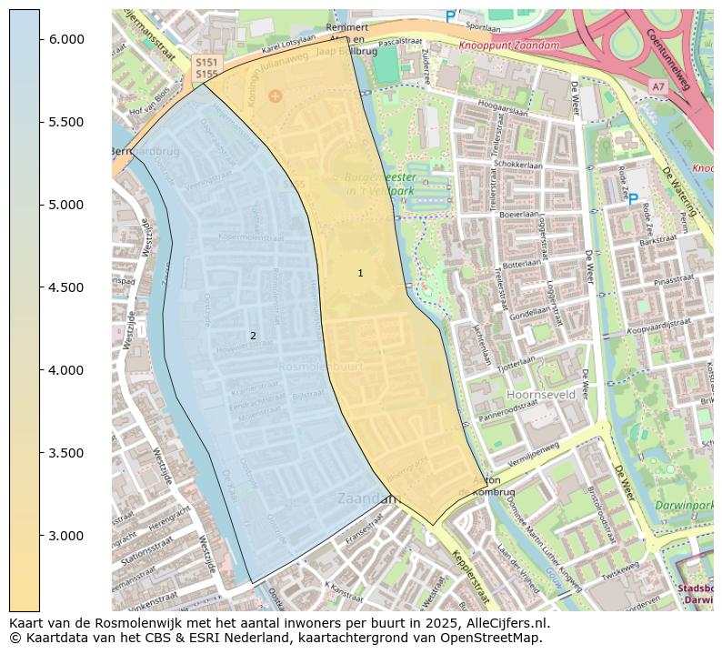 Afbeelding van de Rosmolenwijk op de kaart.