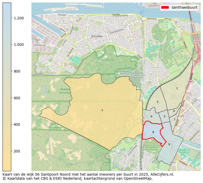 Afbeelding van de Santhaesbuurt op de kaart.