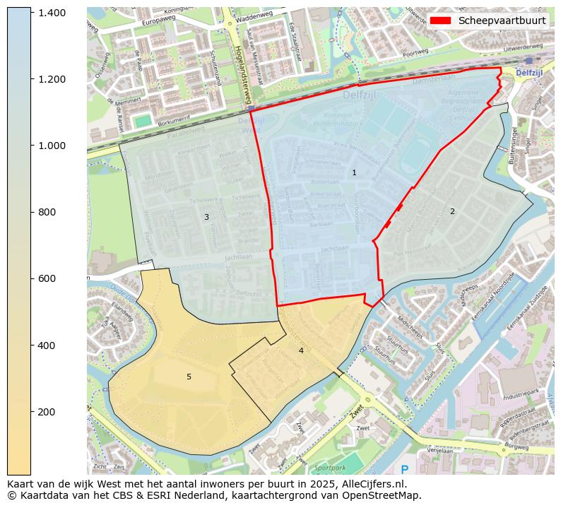 Afbeelding van de Scheepvaartbuurt op de kaart.