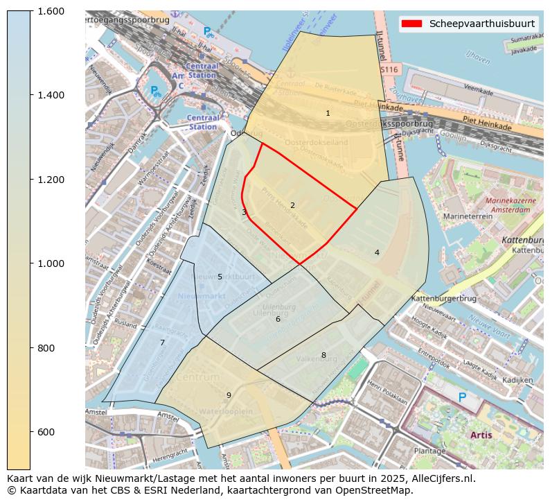 Afbeelding van de Scheepvaarthuisbuurt op de kaart.