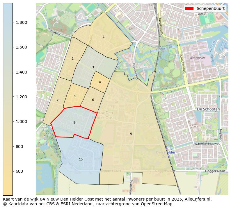 Afbeelding van de Schepenbuurt op de kaart.