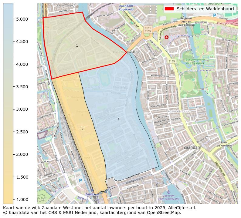 Afbeelding van de Schilders- en Waddenbuurt op de kaart.