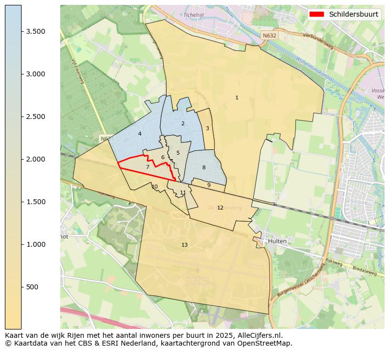 Afbeelding van de Schildersbuurt op de kaart.