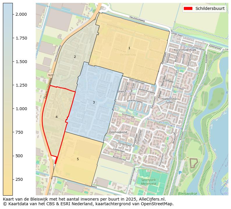 Afbeelding van de Schildersbuurt op de kaart.