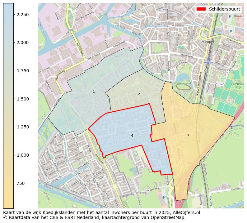 Afbeelding van de Schildersbuurt op de kaart.