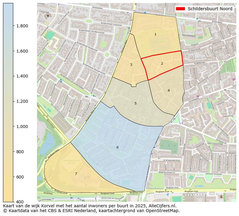Afbeelding van de Schildersbuurt Noord op de kaart.
