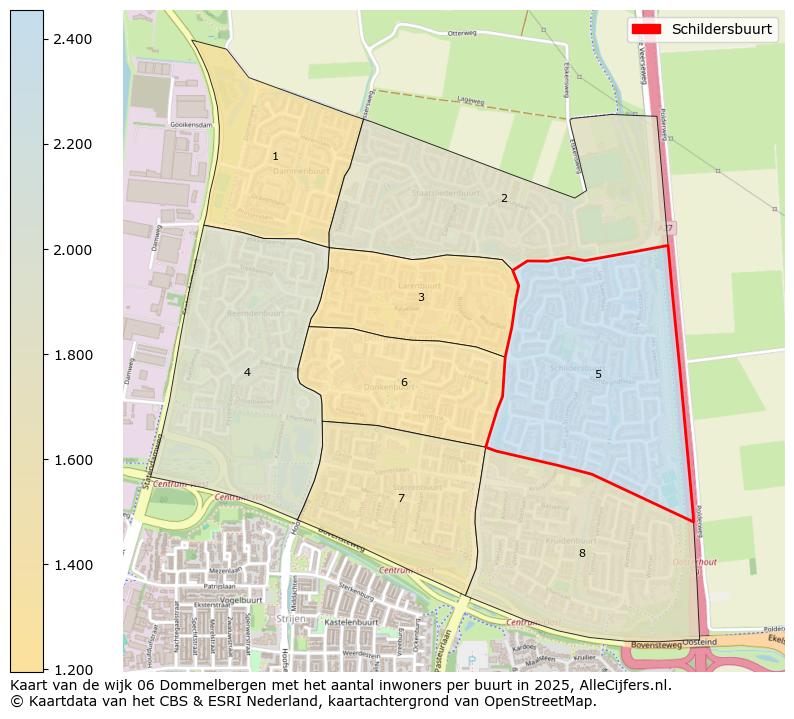Afbeelding van de Schildersbuurt op de kaart.