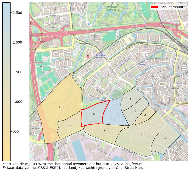 Afbeelding van de Schildersbuurt op de kaart.