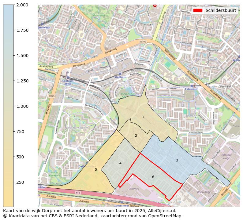 Afbeelding van de Schildersbuurt op de kaart.