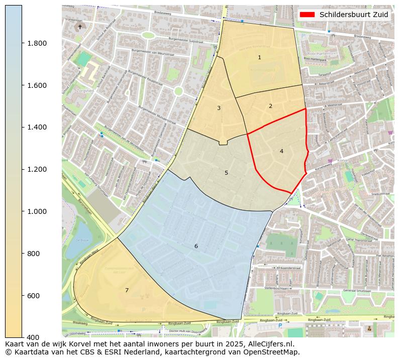 Afbeelding van de Schildersbuurt Zuid op de kaart.