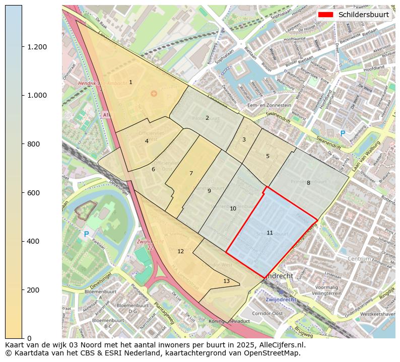 Afbeelding van de Schildersbuurt op de kaart.