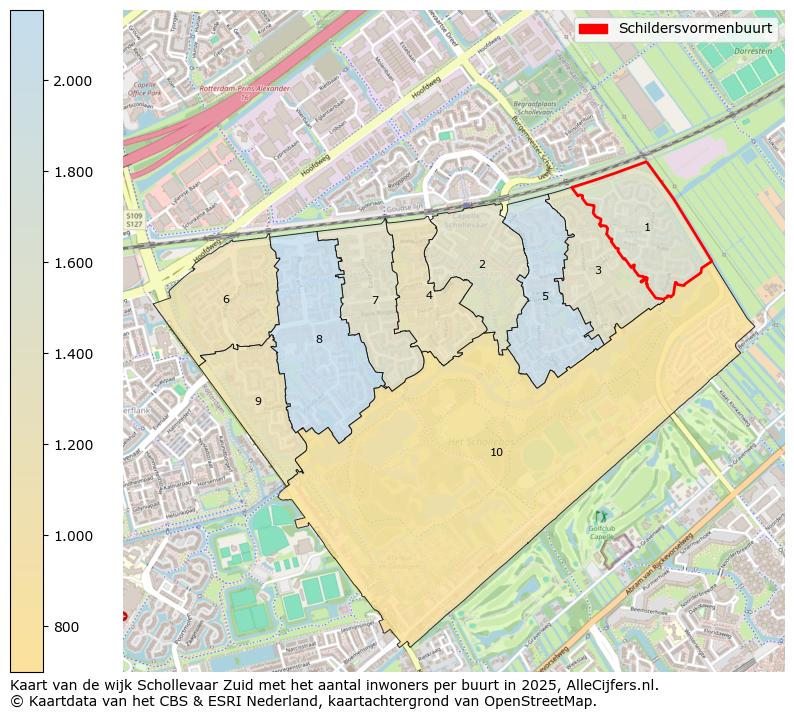 Afbeelding van de Schildersvormenbuurt op de kaart.