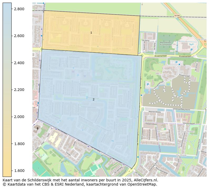 Afbeelding van de Schilderswijk op de kaart.