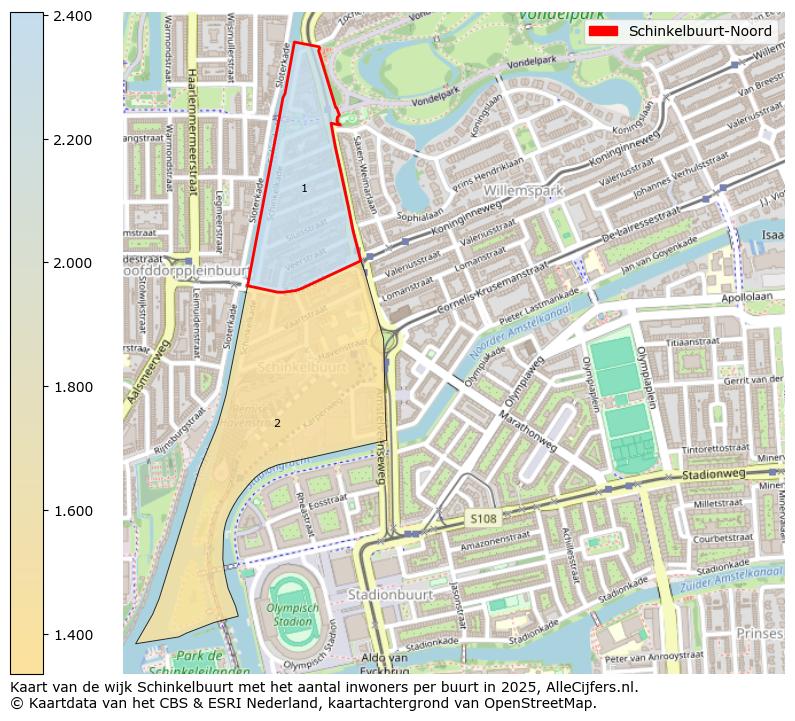 Afbeelding van de Schinkelbuurt-Noord op de kaart.