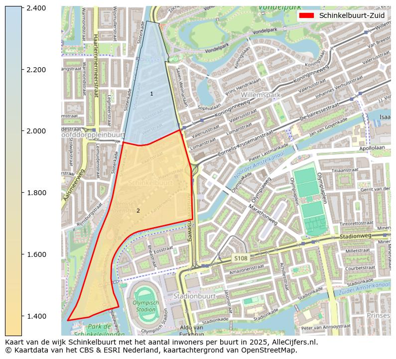 Afbeelding van de Schinkelbuurt-Zuid op de kaart.