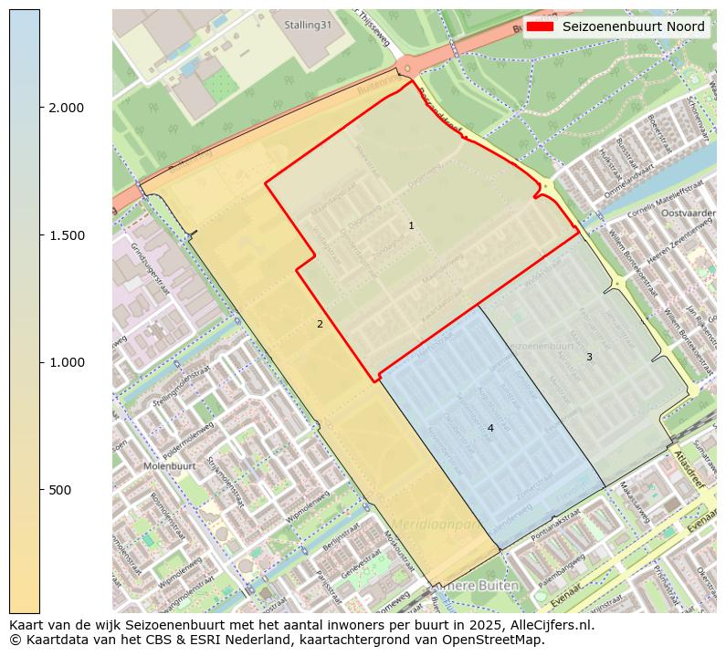Afbeelding van de Seizoenenbuurt Noord op de kaart.