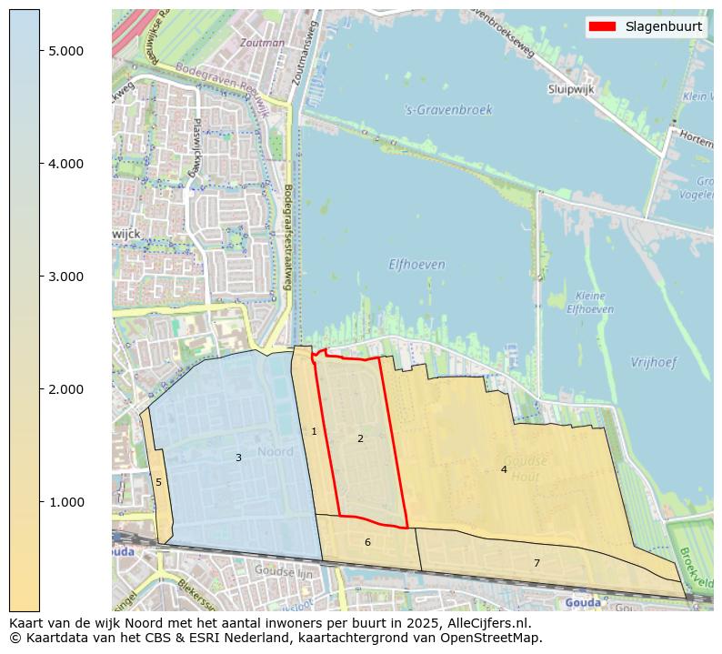 Afbeelding van de Slagenbuurt op de kaart.