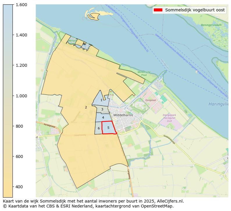 Afbeelding van de Sommelsdijk vogelbuurt oost op de kaart.