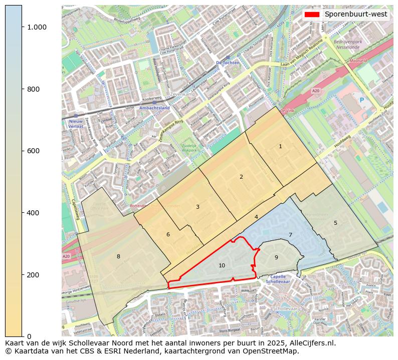 Afbeelding van de Sporenbuurt-west op de kaart.