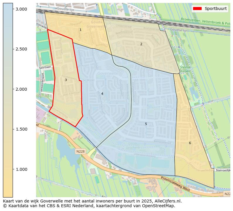Afbeelding van de Sportbuurt op de kaart.