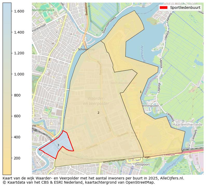 Afbeelding van de Sportliedenbuurt op de kaart.