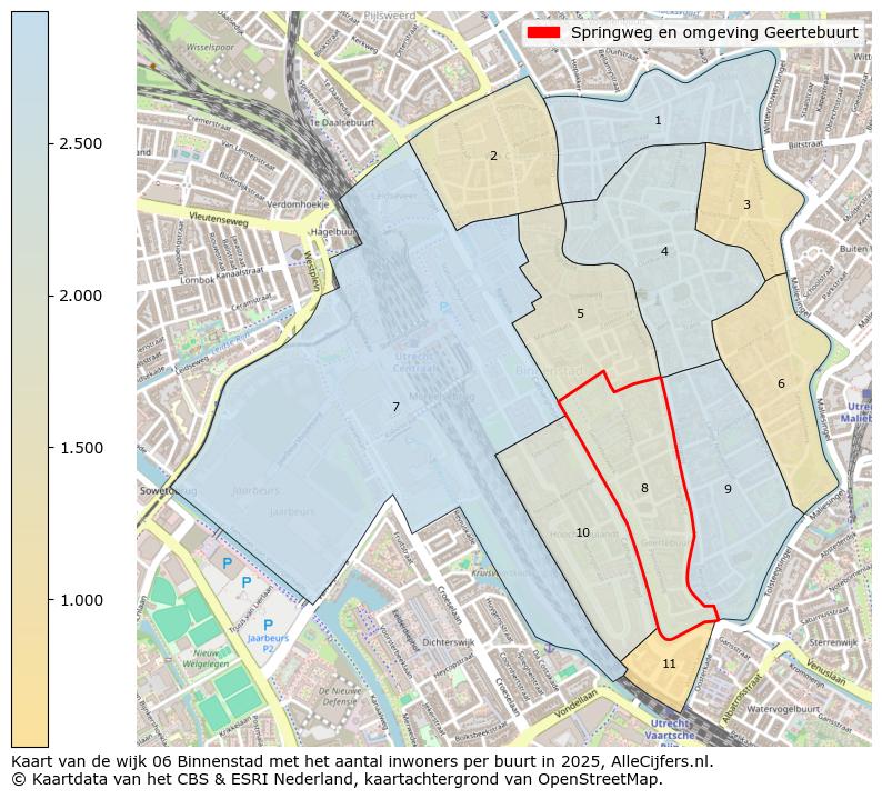 Afbeelding van de Springweg en omgeving Geertebuurt op de kaart.
