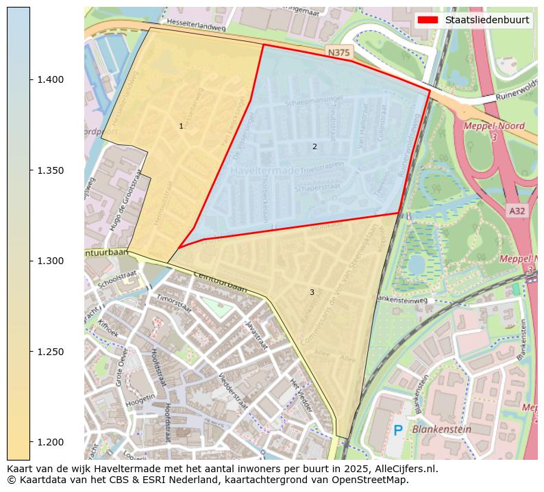 Afbeelding van de Staatsliedenbuurt op de kaart.