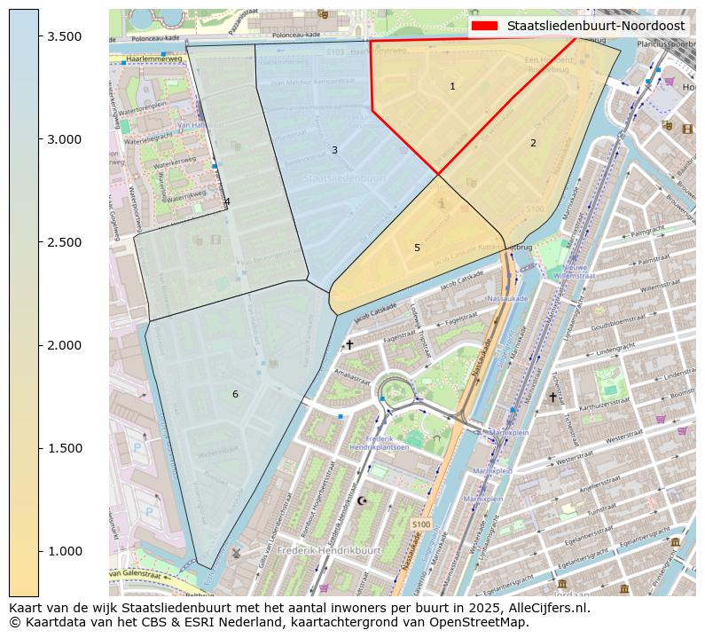 Afbeelding van de Staatsliedenbuurt-Noordoost op de kaart.