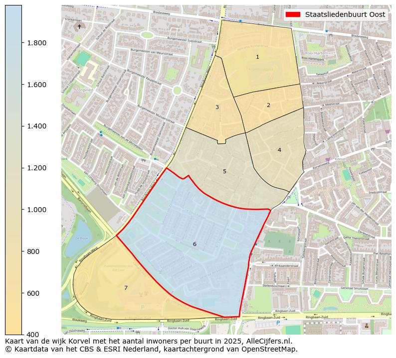 Afbeelding van de Staatsliedenbuurt Oost op de kaart.