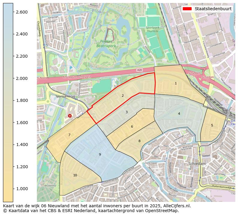 Afbeelding van de Staatsliedenbuurt op de kaart.